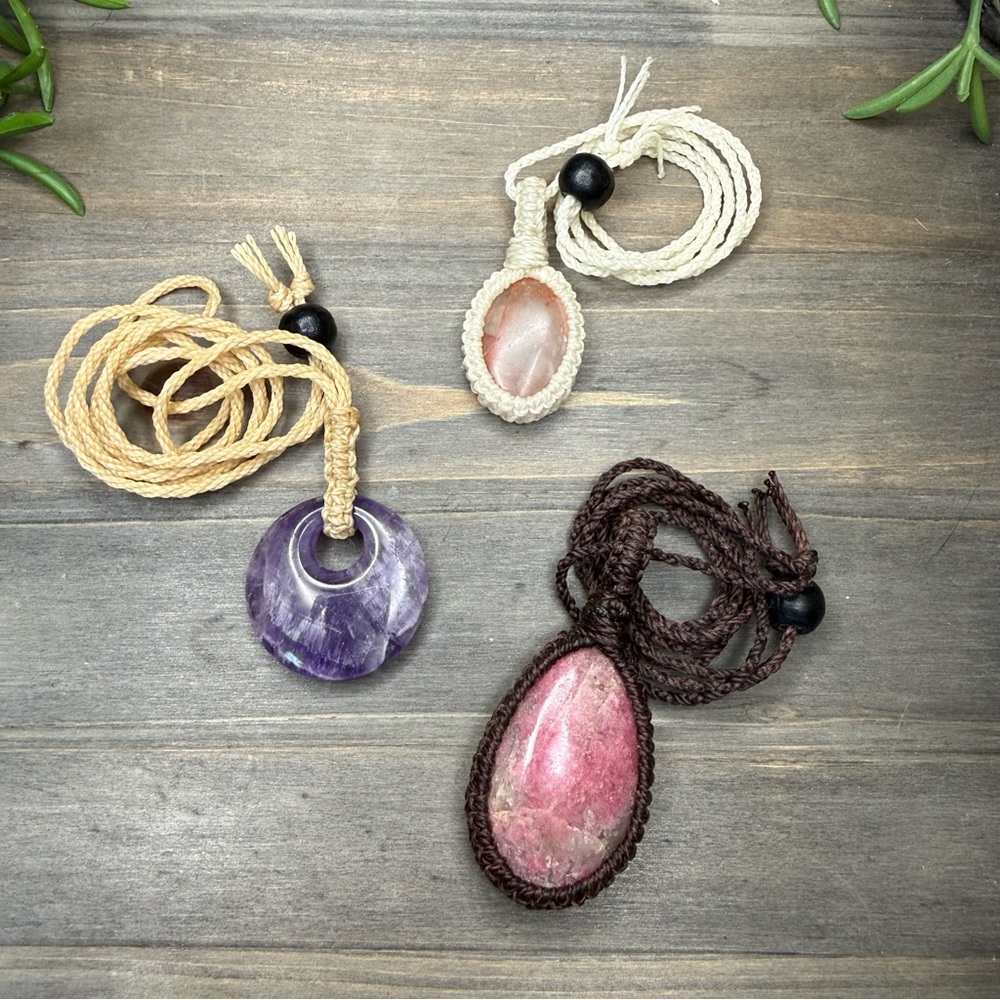 Handmade Macrame Crystal Necklaces